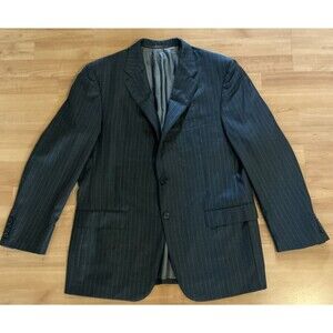Hickey Freeman 43R Blazer LORO PIANA Super 150s Wool USA‎ Made Gray Pinstripe